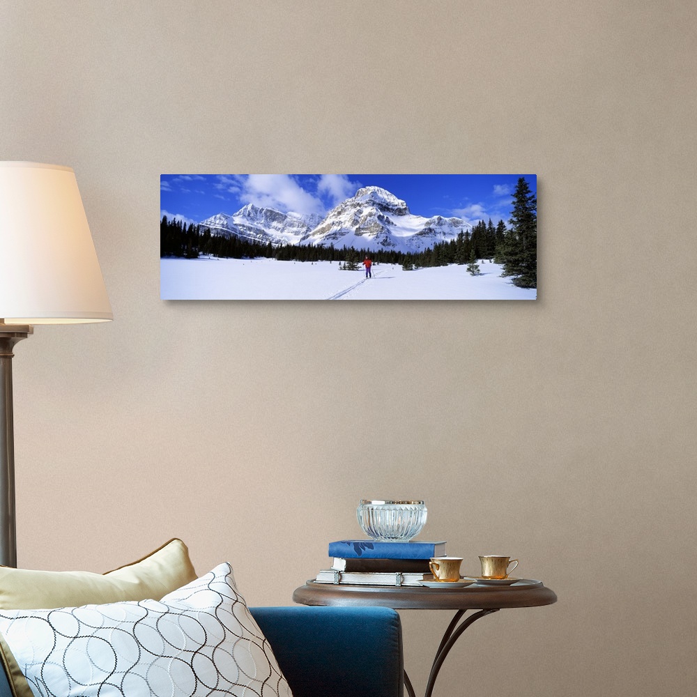 A traditional room featuring Skier Ptarmigan Peak Wall of Jericho Skoki Valley Banff National Park Alberta Canada