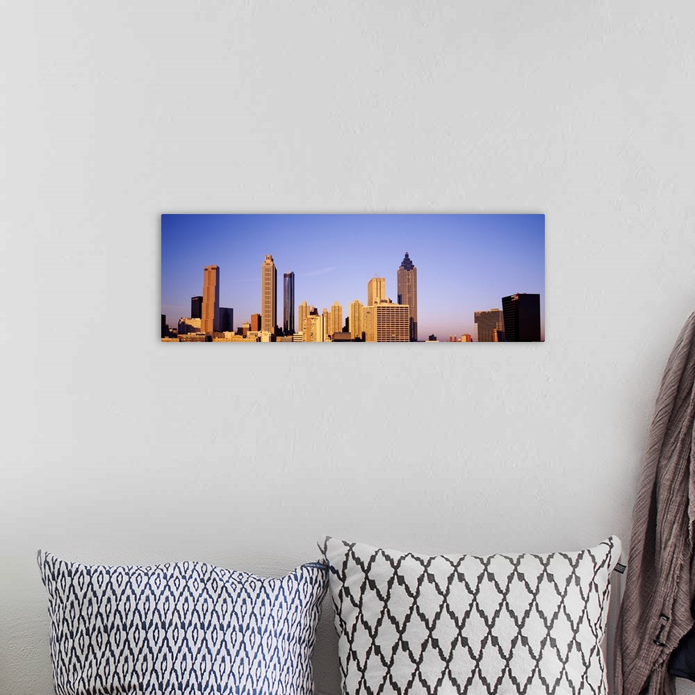 A bohemian room featuring Atlanta downtown skyline during the day.