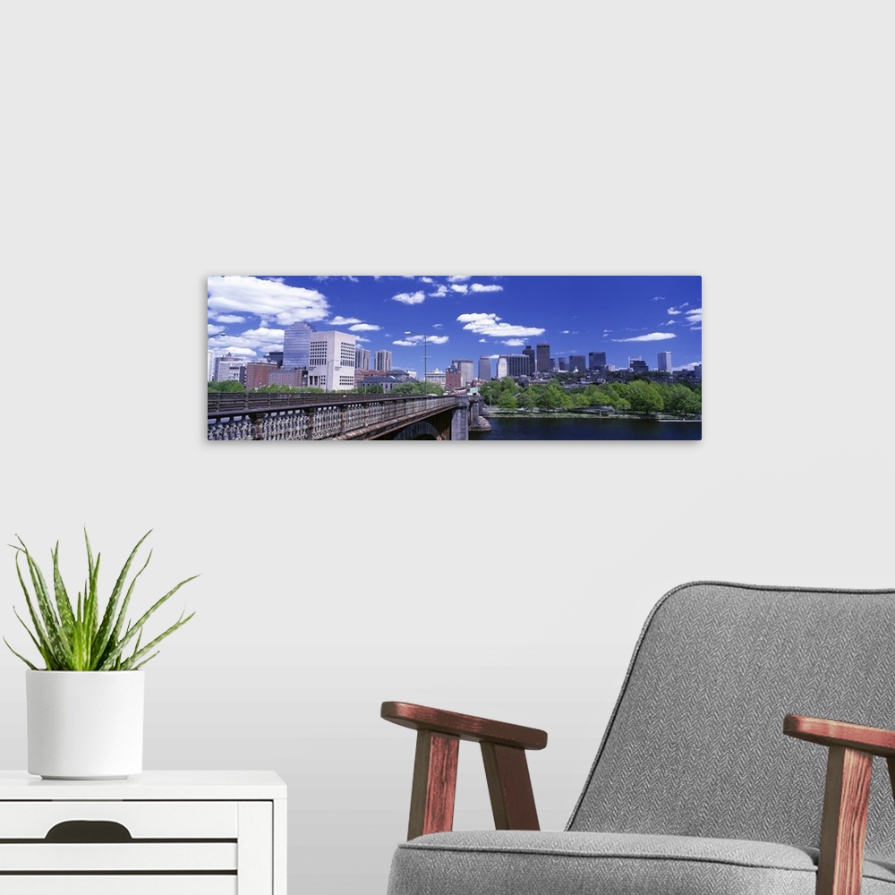 A modern room featuring Skyline fr Longfellow Bridge Boston MA
