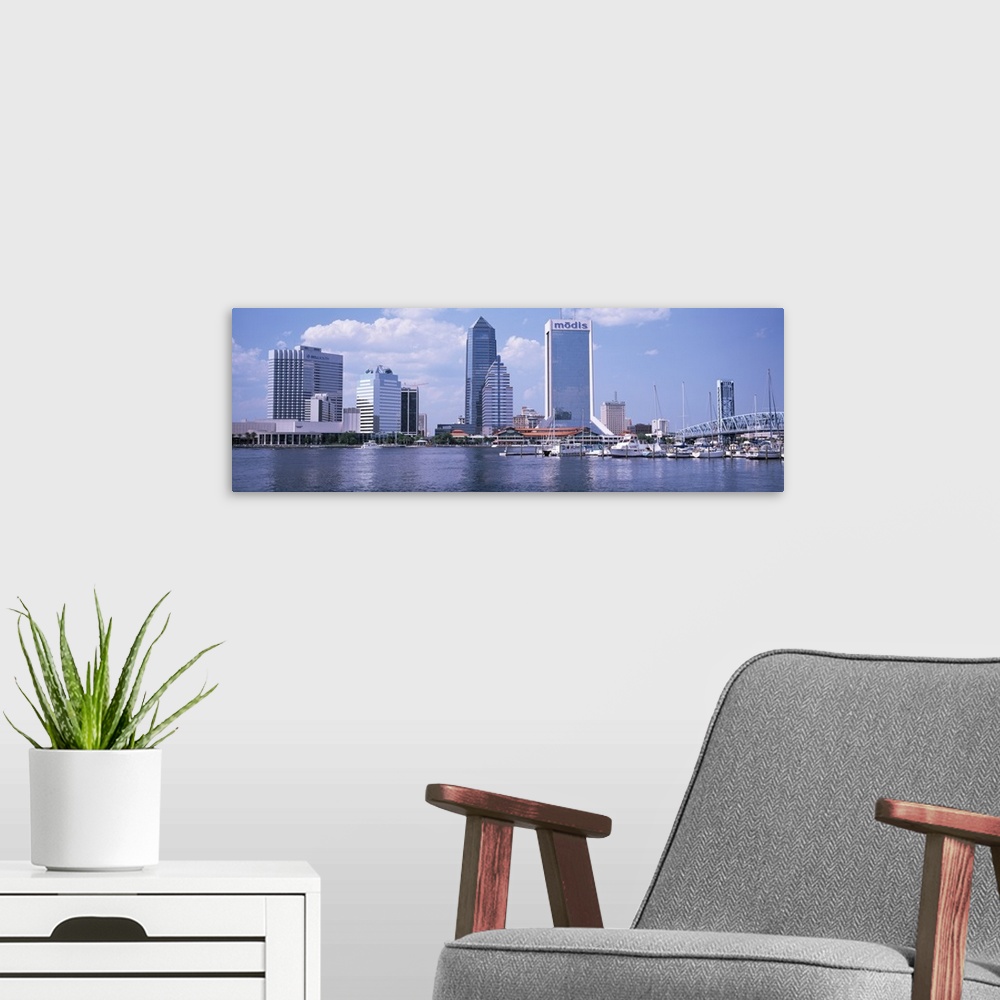 A modern room featuring Skyline & Main Street Bridge Jacksonville FL