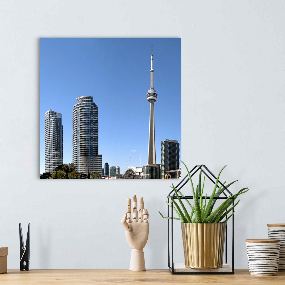 A bohemian room featuring Skylines in a city, CN Tower, Toronto, Ontario, Canada