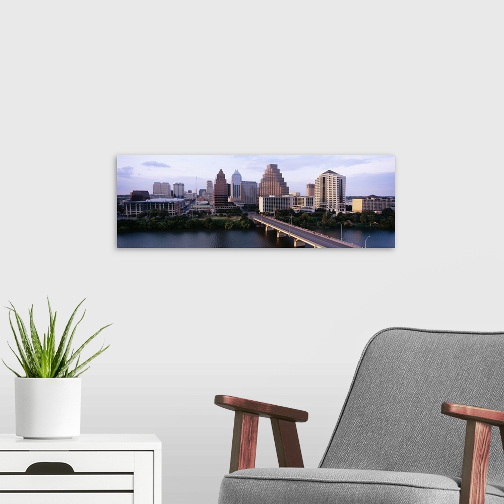 A modern room featuring Skylines in a city, Lady Bird Lake, Colorado River, Austin, Travis County, Texas