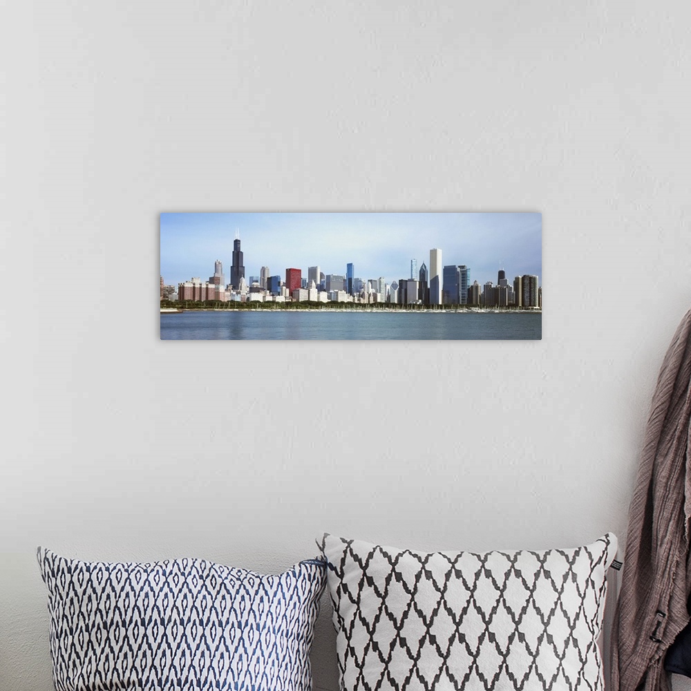 A bohemian room featuring Skyscrapers at the waterfront, Lake Michigan, Chicago, Cook County, Illinois, USA 2011