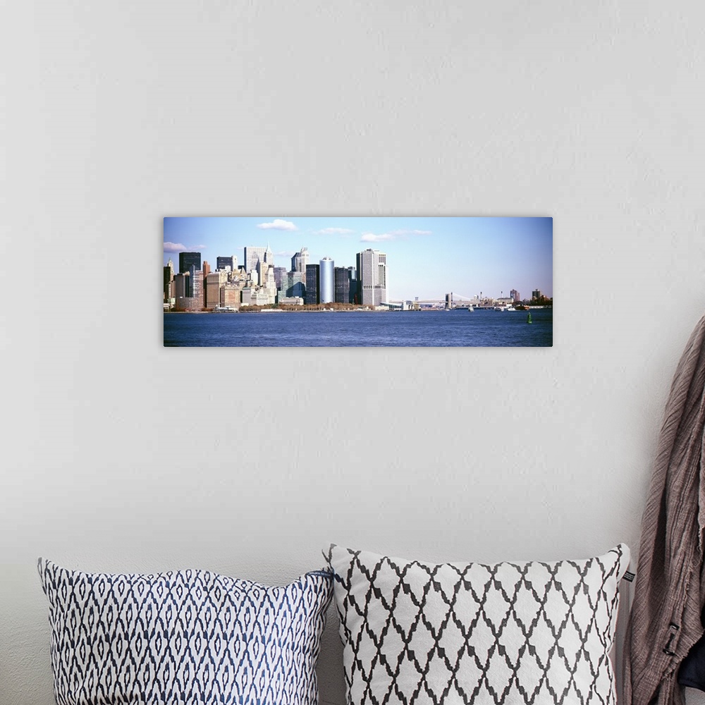 A bohemian room featuring Skyscrapers at the waterfront, Lower Manhattan, Manhattan, New York City, New York State