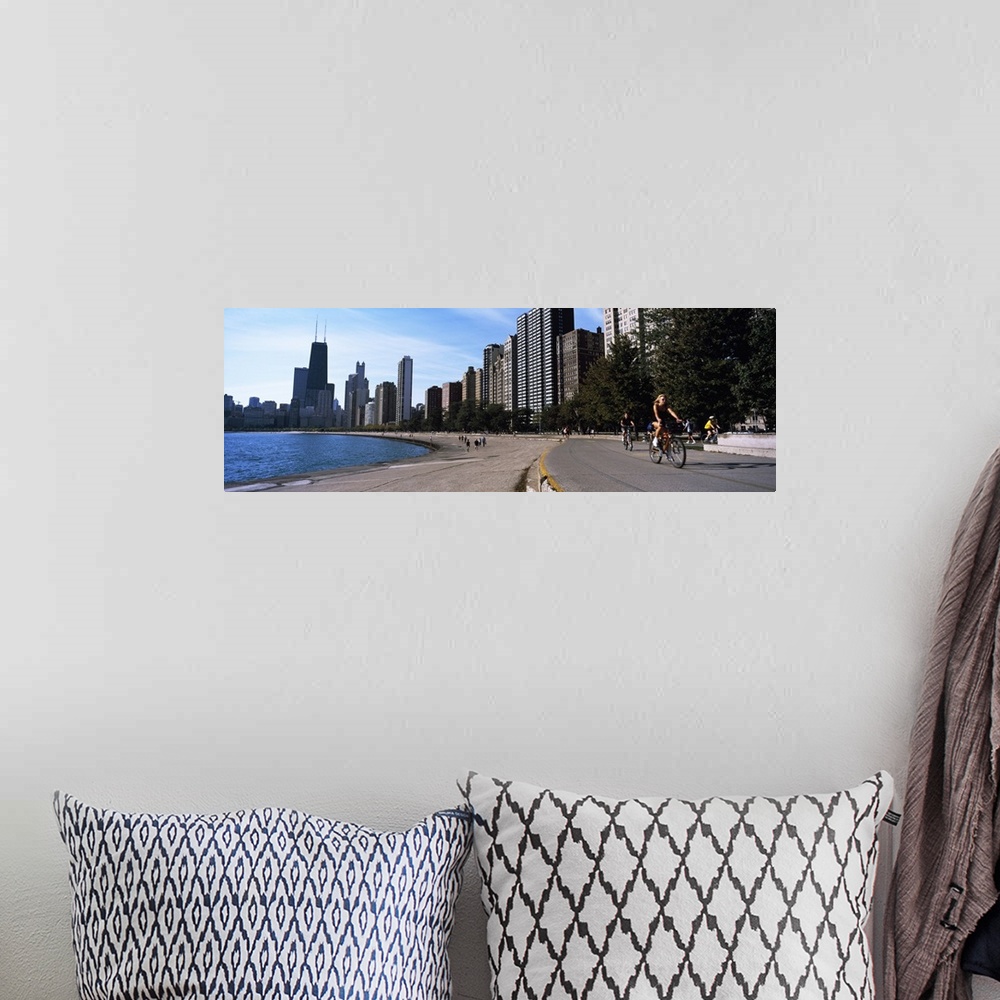 A bohemian room featuring Skyscrapers at the waterfront, Oak Street Beach and Lakefront Bike Path, Gold Coast, Chicago, Coo...