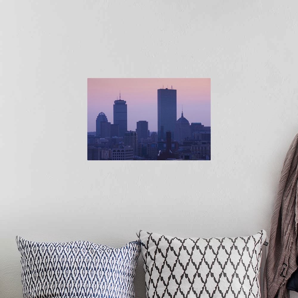 A bohemian room featuring USA, Massachusetts, Boston, Back Bay, elevated view, dusk