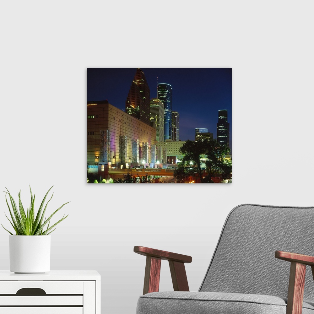 A modern room featuring Skyscrapers in a city, Houston, Texas