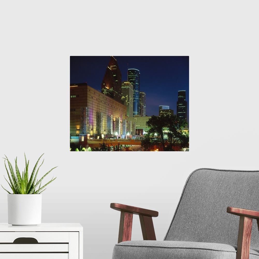 A modern room featuring Skyscrapers in a city, Houston, Texas
