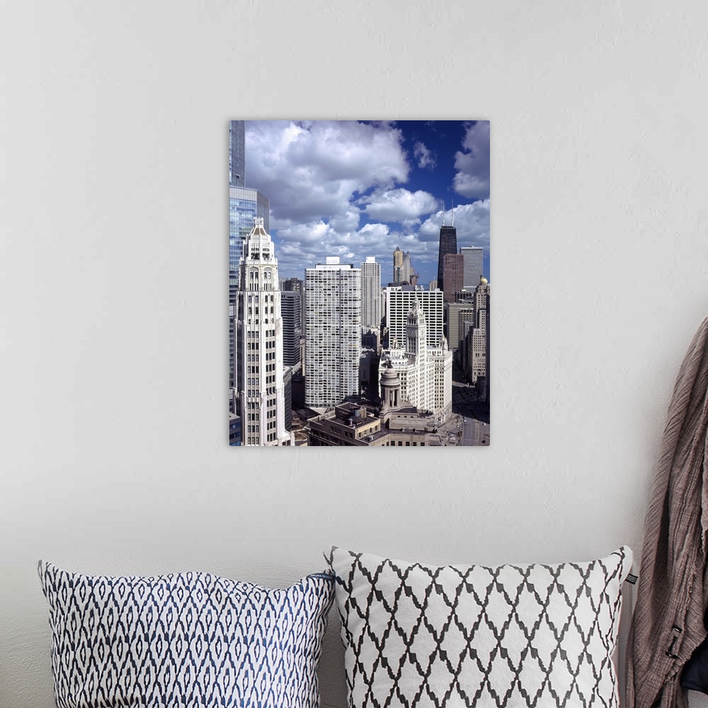 A bohemian room featuring Skyscrapers in a city, Michigan Avenue, Chicago, Cook County, Illinois, USA