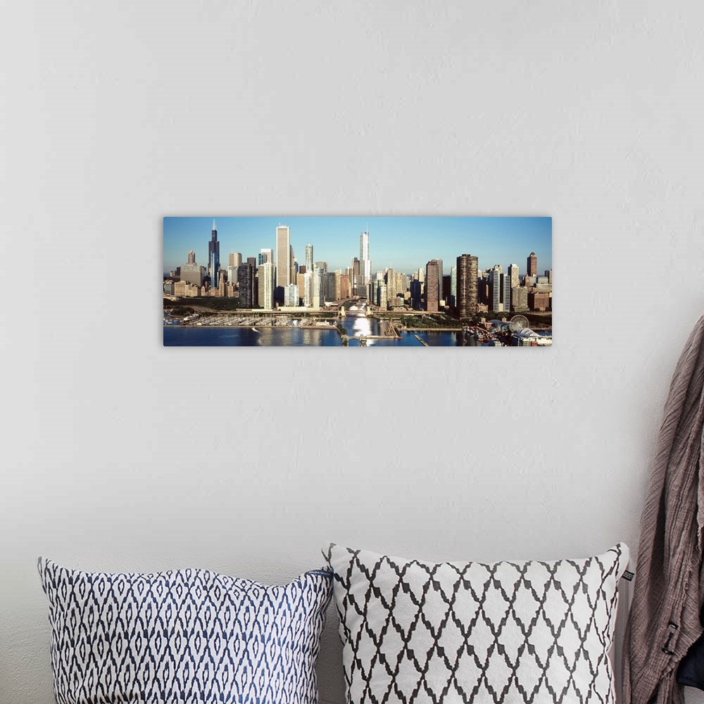 A bohemian room featuring Skyscrapers in a city, Navy Pier, Chicago Harbor, Chicago