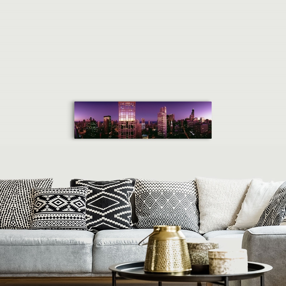 A bohemian room featuring Skyscrapers in a city, View towards the Sears Tower, Chicago, Cook County, Illinois
