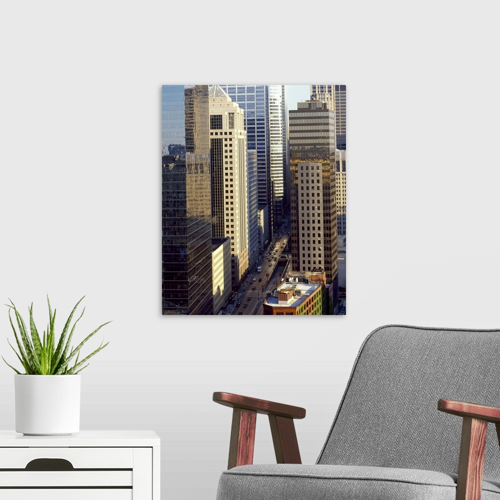 A modern room featuring South Wacker Drive, Chicago, Illinois, USA
