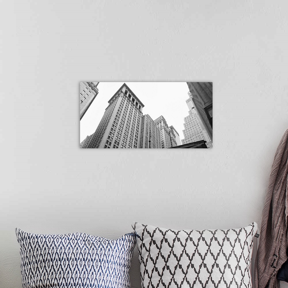 A bohemian room featuring Skyscrapers in a city, Wall Street, Lower Manhattan, Manhattan, New York City, New York State,
