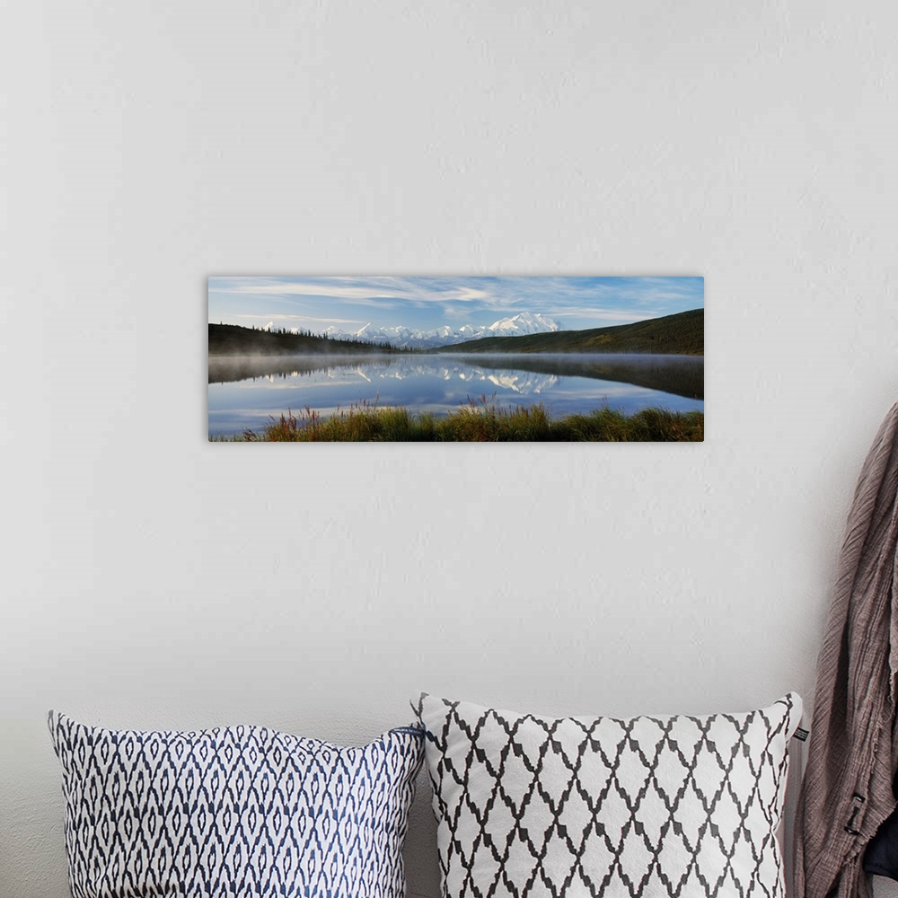 A bohemian room featuring Snow-covered Mount McKinley and Alaska Range, reflection in Wonder Lake, Alaska