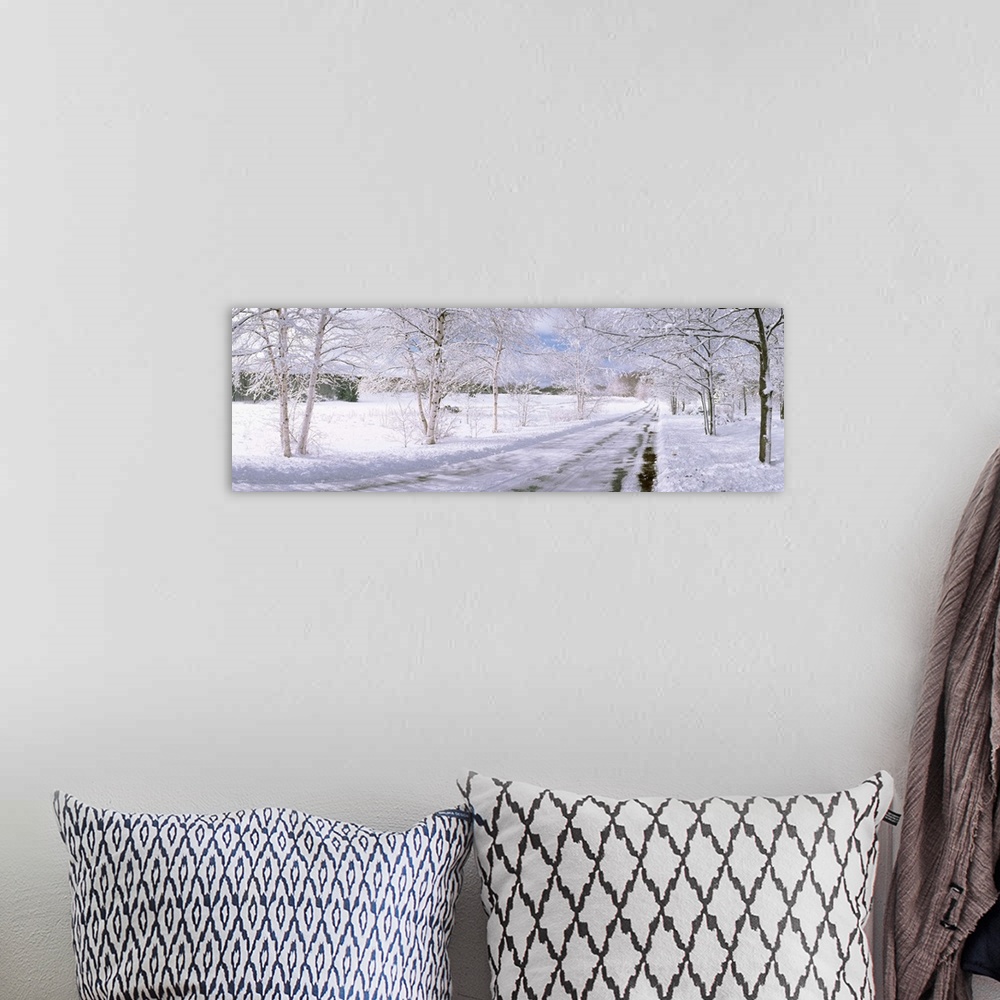 A bohemian room featuring Snow covered road, Michigan