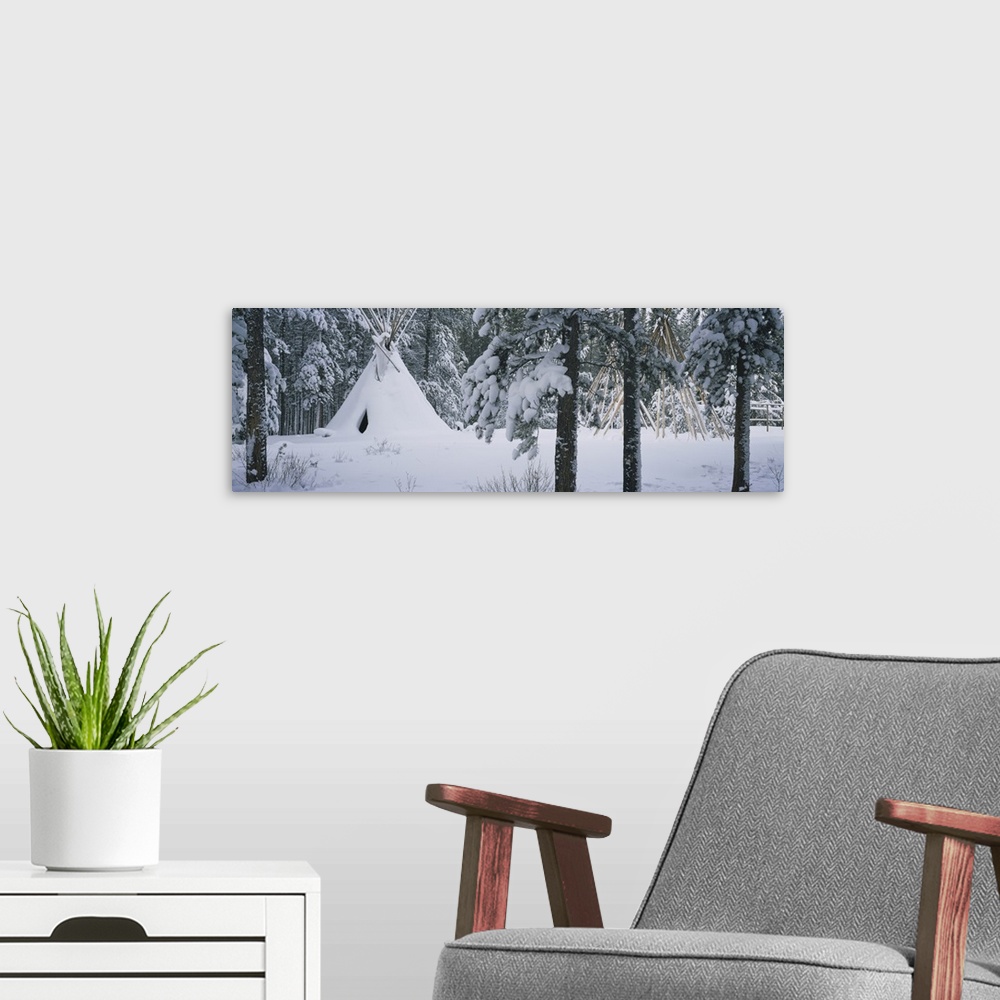 A modern room featuring Snow Covered Teepee Banff National Park Canada