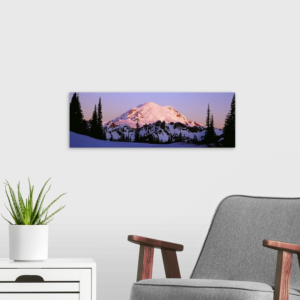 A modern room featuring Snowcapped mountain, Mt Rainier