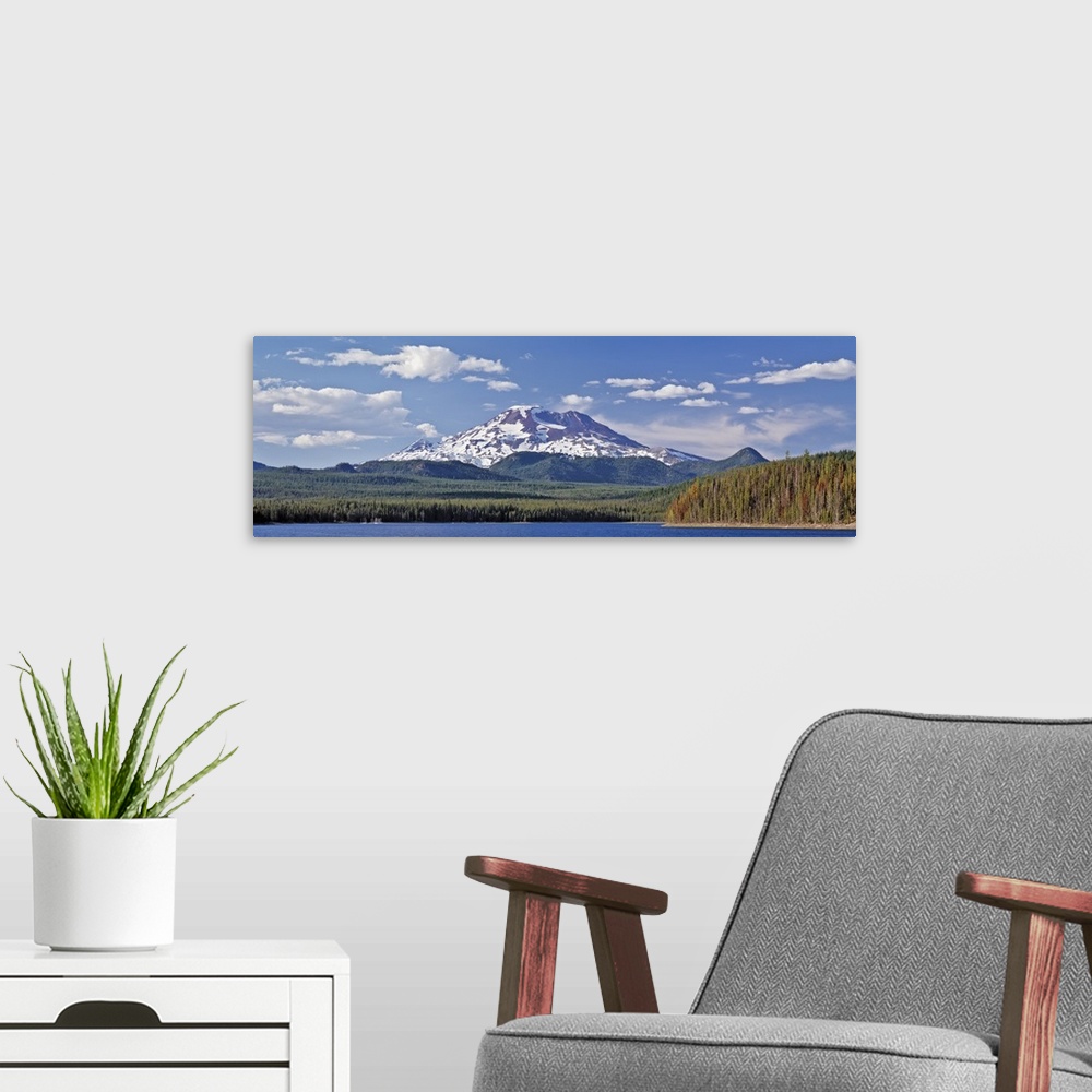 A modern room featuring Snowcapped mountain on a landscape, South Sister, Oregon