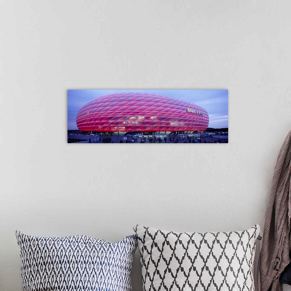 A bohemian room featuring Soccer Stadium Lit Up At Dusk, Allianz Arena, Munich, Germany