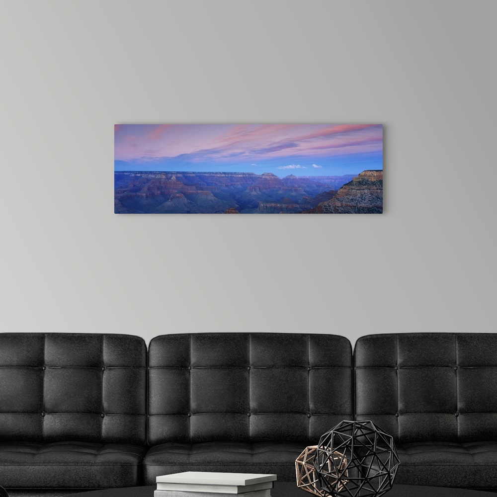A modern room featuring This is the south rim of the Grand Canyon at Mather Point at sunset.