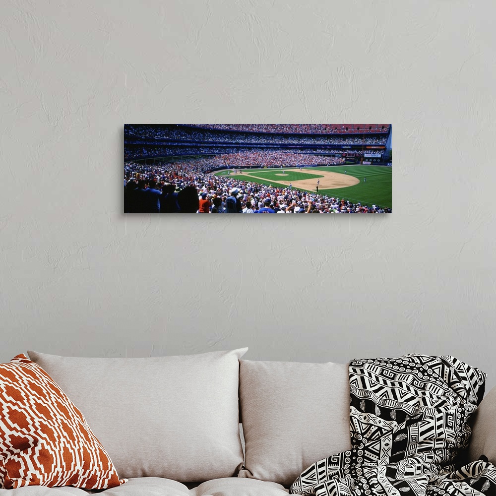 A bohemian room featuring Spectators in a baseball stadium Shea Stadium Flushing Queens New York City New York State