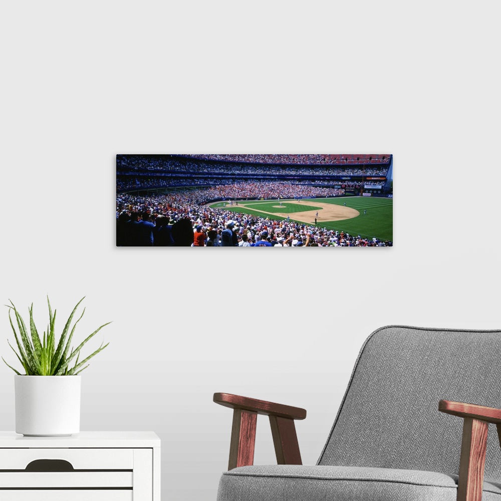 A modern room featuring Spectators in a baseball stadium Shea Stadium Flushing Queens New York City New York State