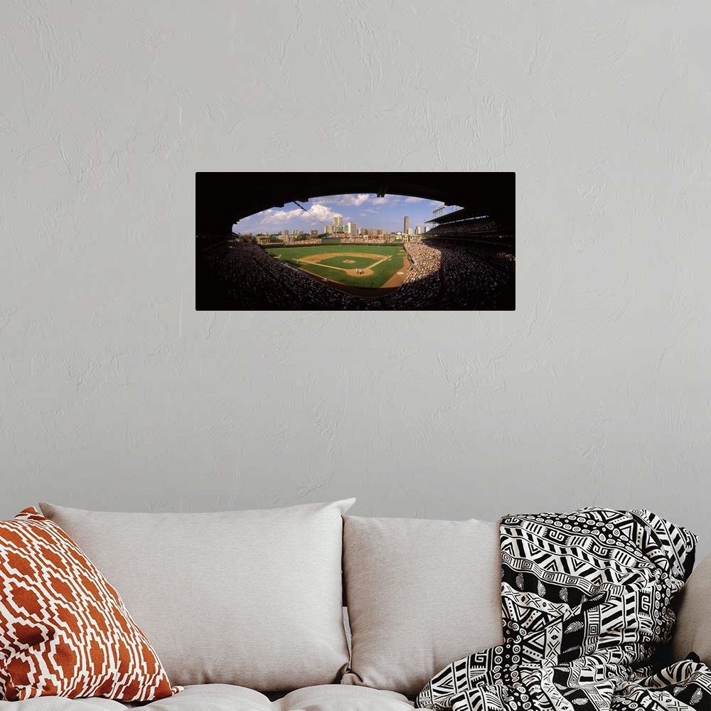 A bohemian room featuring Panoramic photograph taken from a section way behind home plate shows the historic ballpark and s...