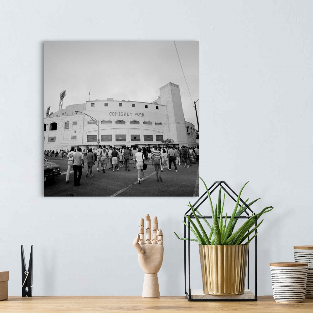 A bohemian room featuring Spectators in front of a baseball stadium, Comiskey Park, Chicago, Cook County, Illinois, USA
