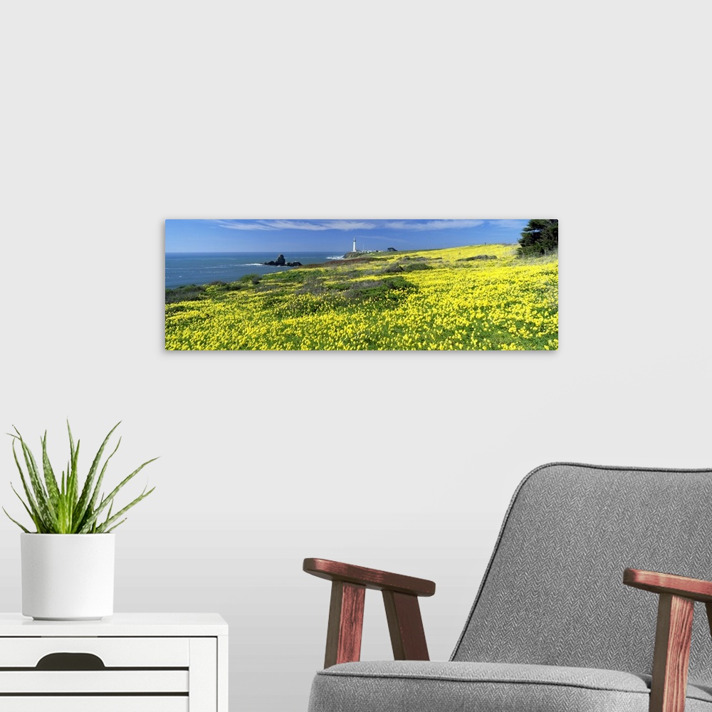 A modern room featuring Spring Flowers & Pigeon Point Lighthouse CA