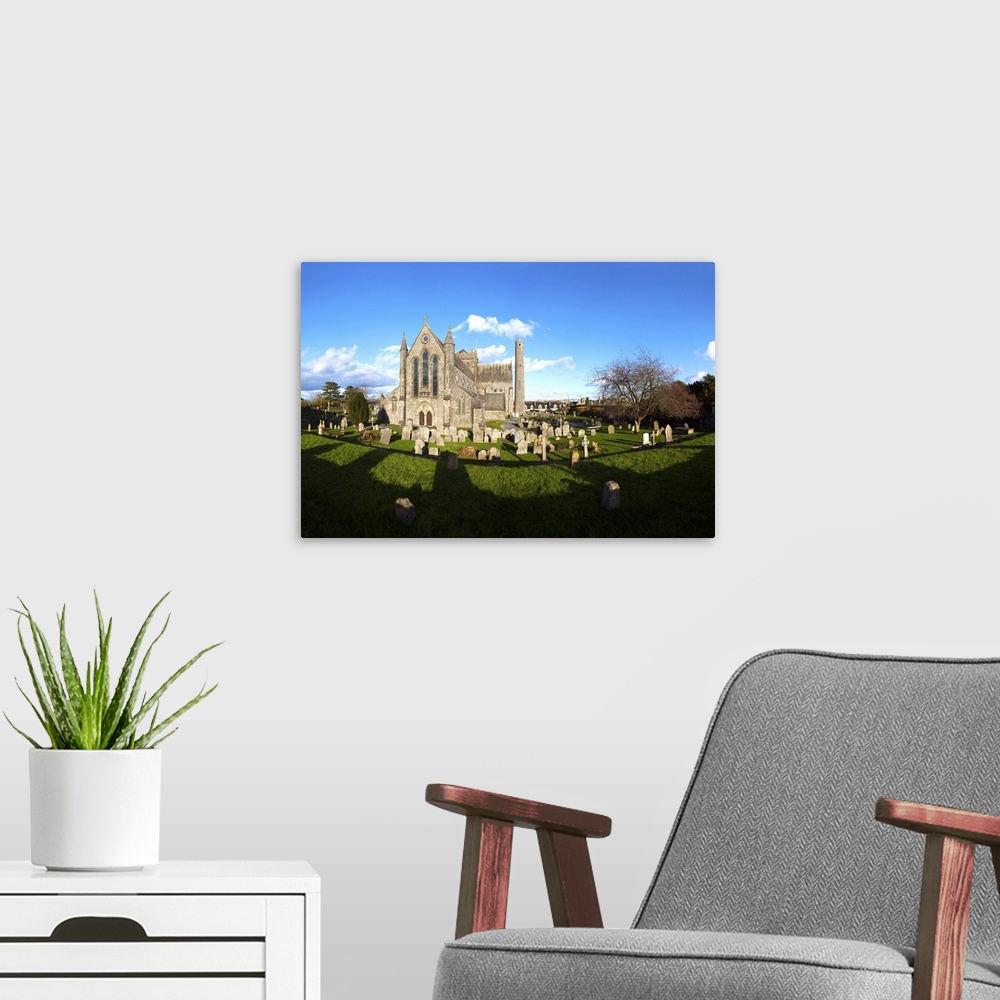 A modern room featuring St Canice's Cathedral, Round Tower and churchyard, Kilkenny City, Ireland