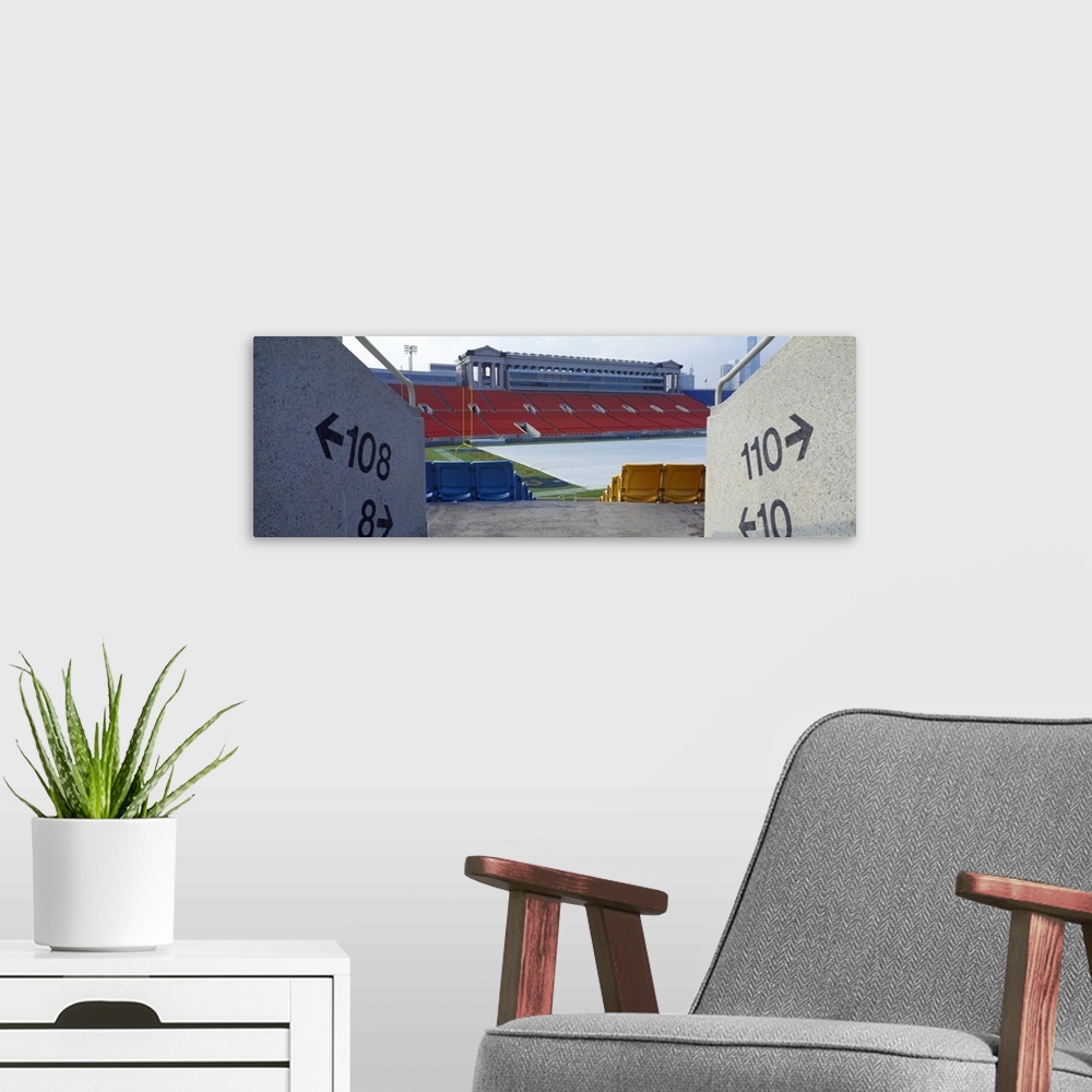 A modern room featuring Stadium in a city, Soldier Field, Lake Shore Drive, Chicago, Cook County, Illinois,