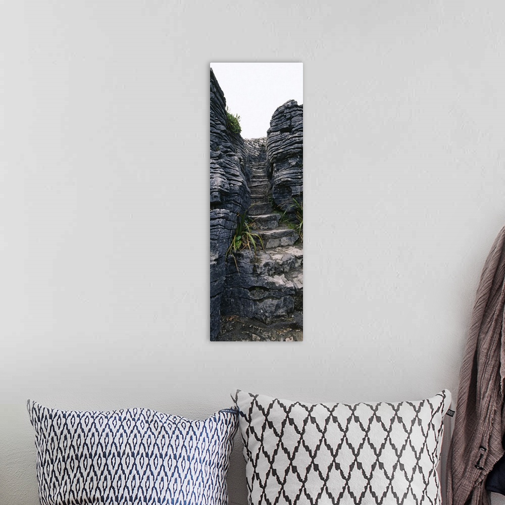 A bohemian room featuring Staircase between rocks, Punakaiki Pancake Rocks, Westland, South Island, New Zealand