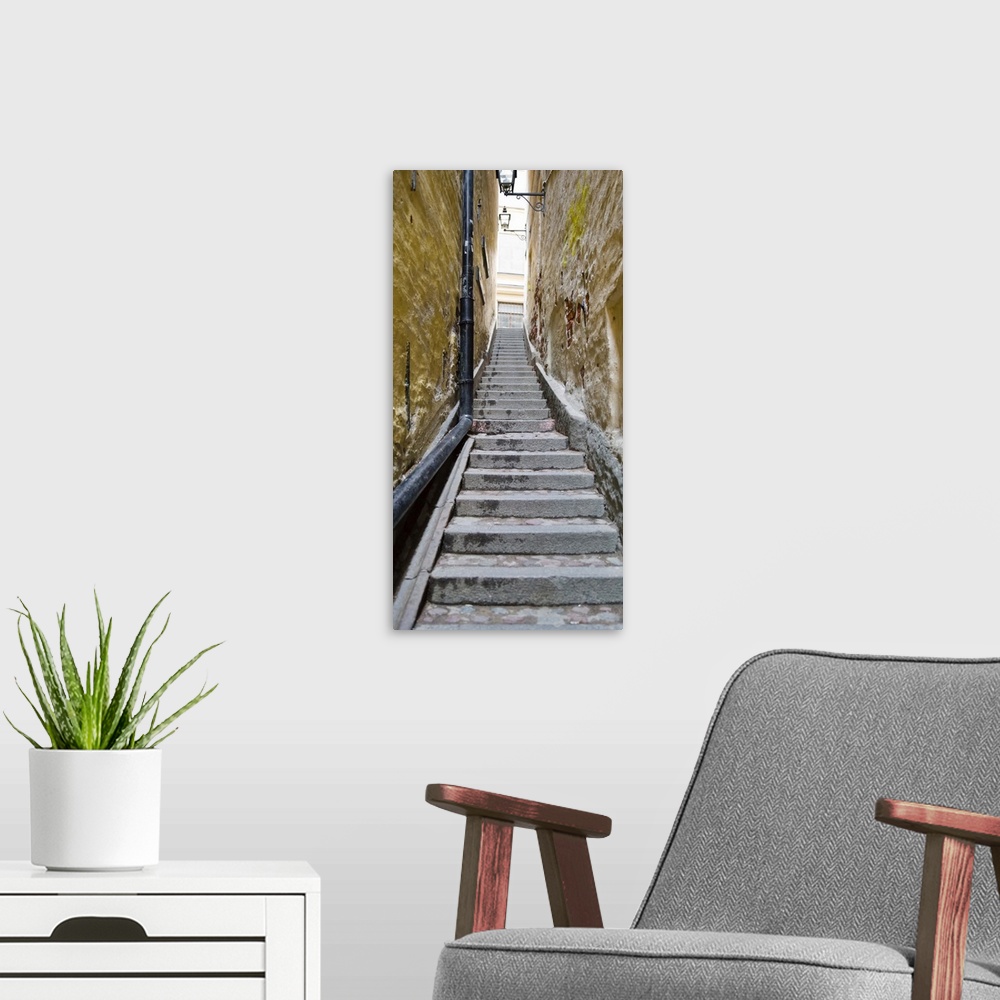 A modern room featuring Stairway along walls, Gamla Stan, Stockholm, Sweden