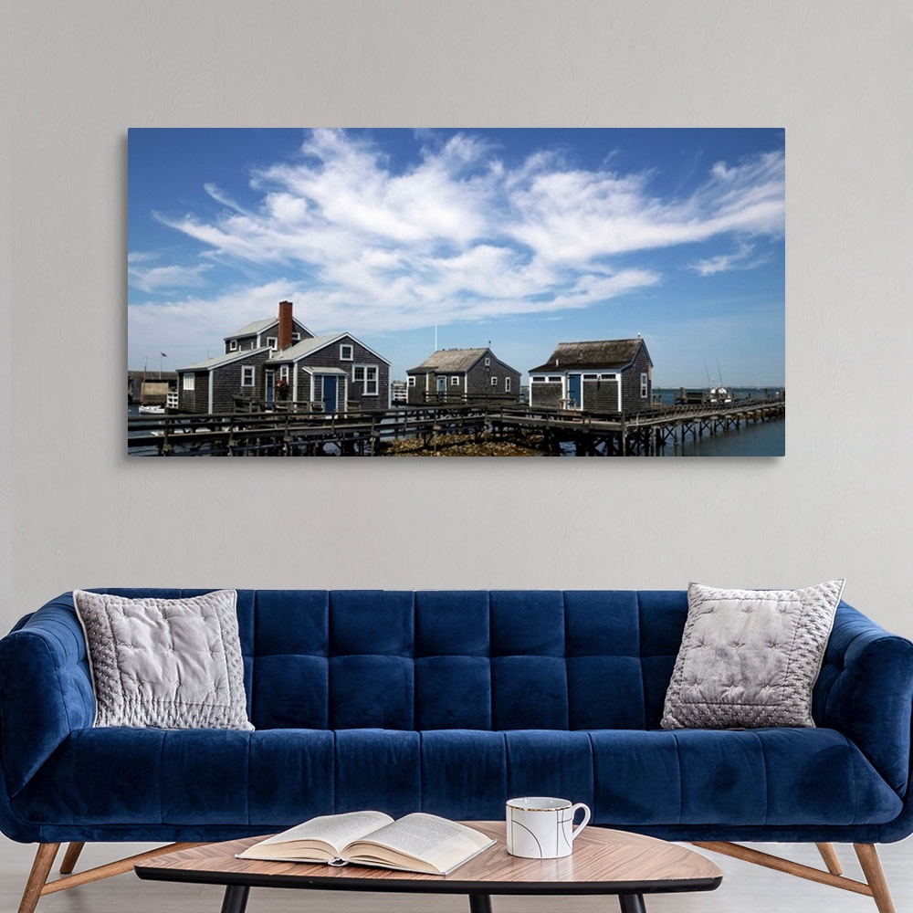 A modern room featuring Stilt house at a pier, Old North Wharf, Nantucket Harbor, Nantucket, Massachusetts