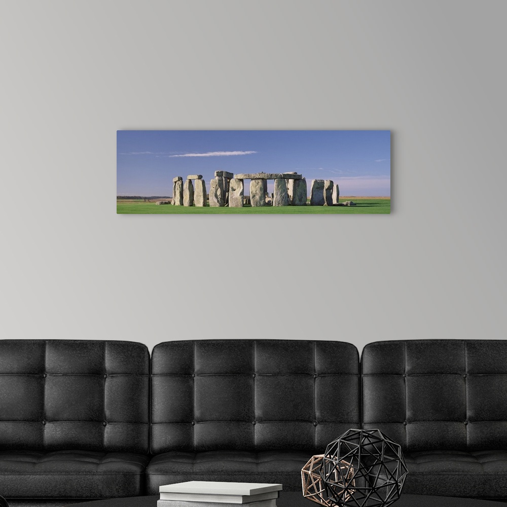 A modern room featuring Panorama of the Stonehenge monument in Wiltshire, England.