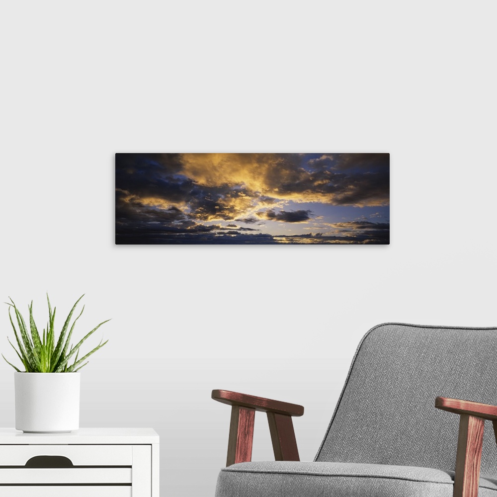 A modern room featuring Storm clouds in the sky, South Island, New Zealand