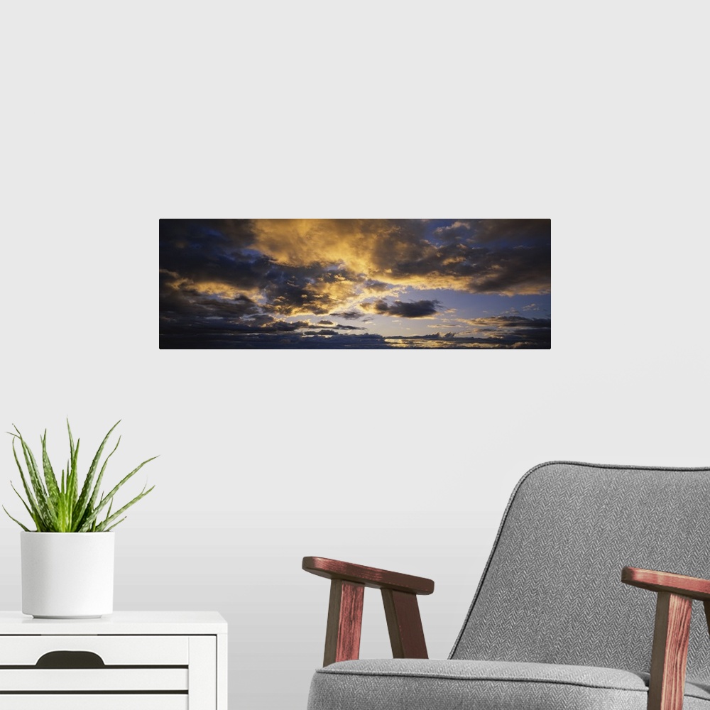 A modern room featuring Storm clouds in the sky, South Island, New Zealand