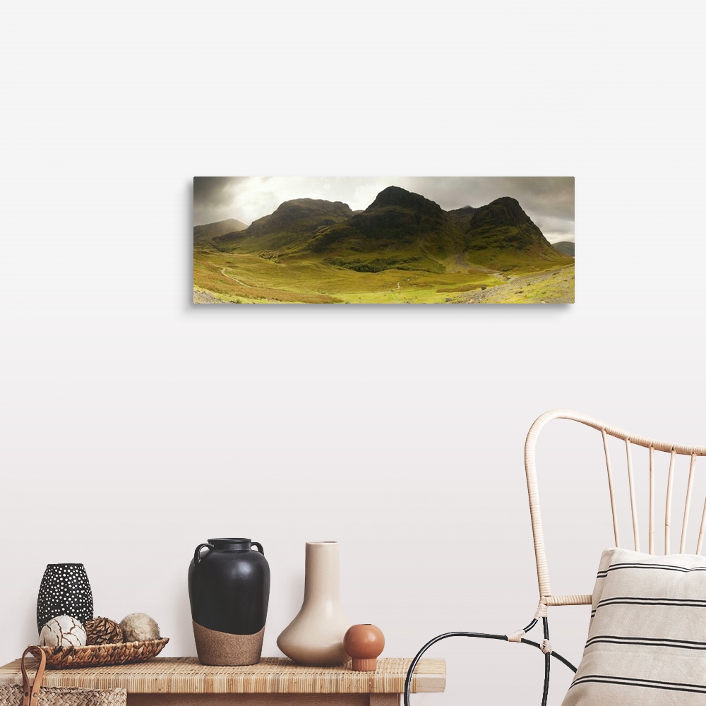 A farmhouse room featuring Storm clouds over a mountain range, Three Sisters of Glen Coe, Scotland