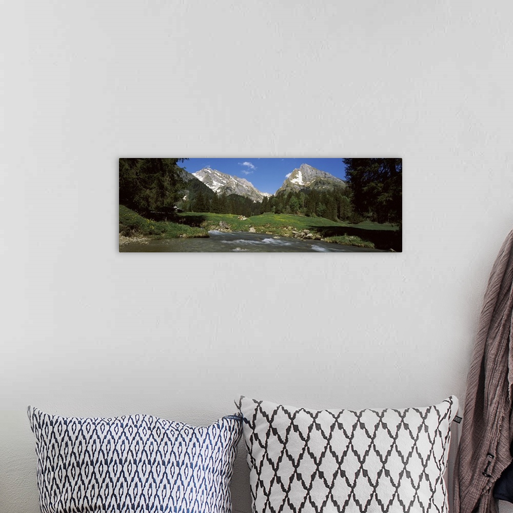 A bohemian room featuring Stream flowing through a forest Mt Santis Mt Altmann Appenzell Alps St Gallen Canton Switzerland