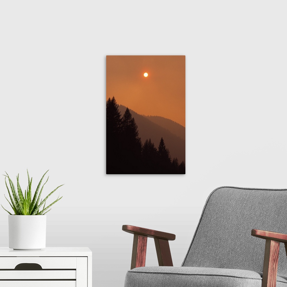 A modern room featuring Sun Through Smoky Skies