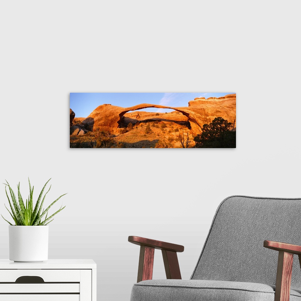 A modern room featuring Sunrise Landscape Arch Arches National Park UT