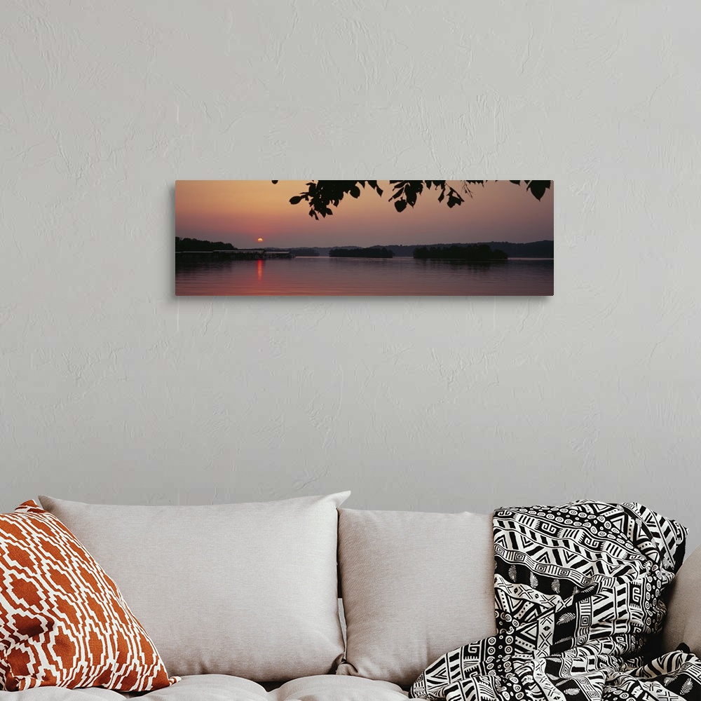 A bohemian room featuring Sunrise over a lake, Kentucky