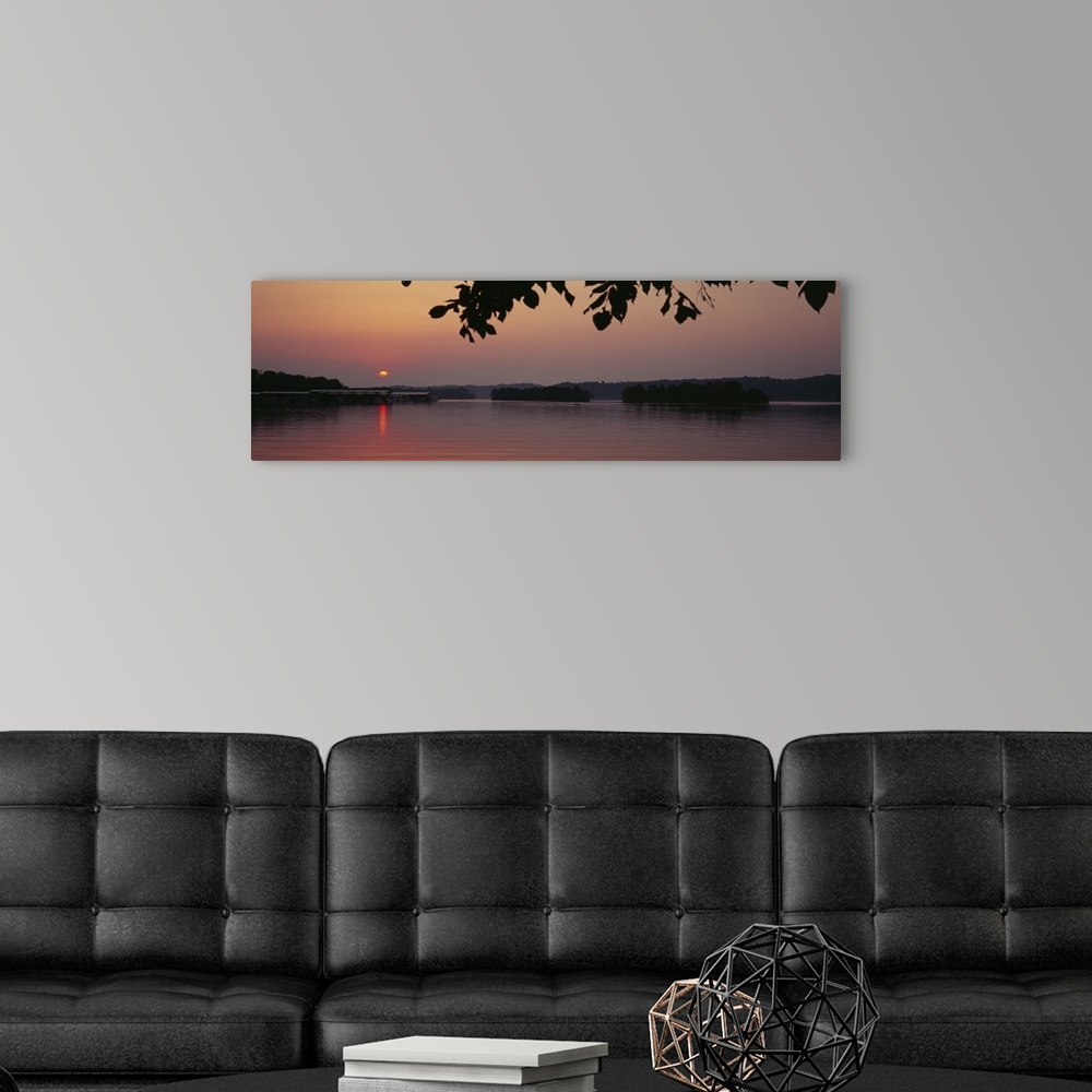 A modern room featuring Sunrise over a lake, Kentucky