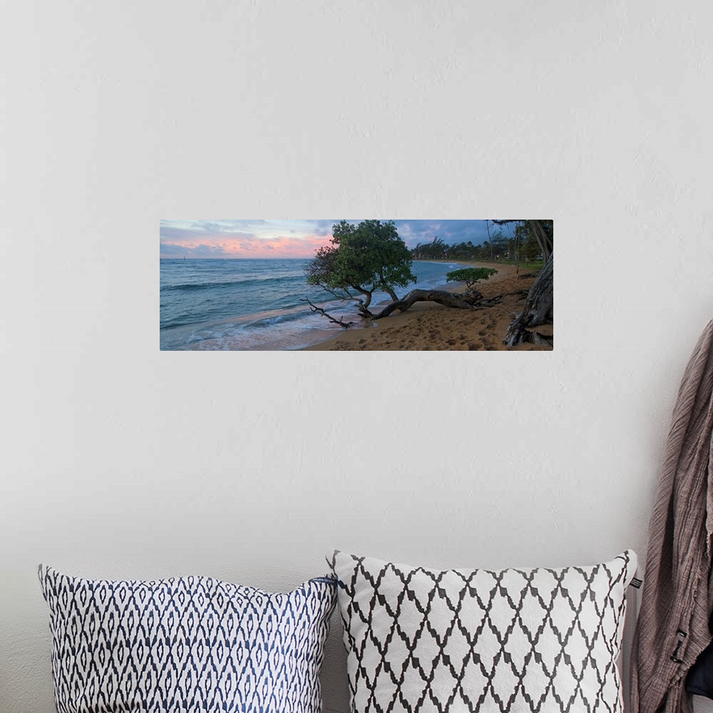A bohemian room featuring Sunrise over an ocean, Kapaa Beach Park, Kauai, Hawaii