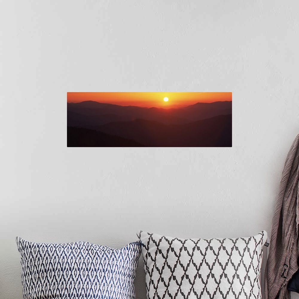 A bohemian room featuring Sunrise over mountain range, Great Smoky Mountains National Park, North Carolina, USA