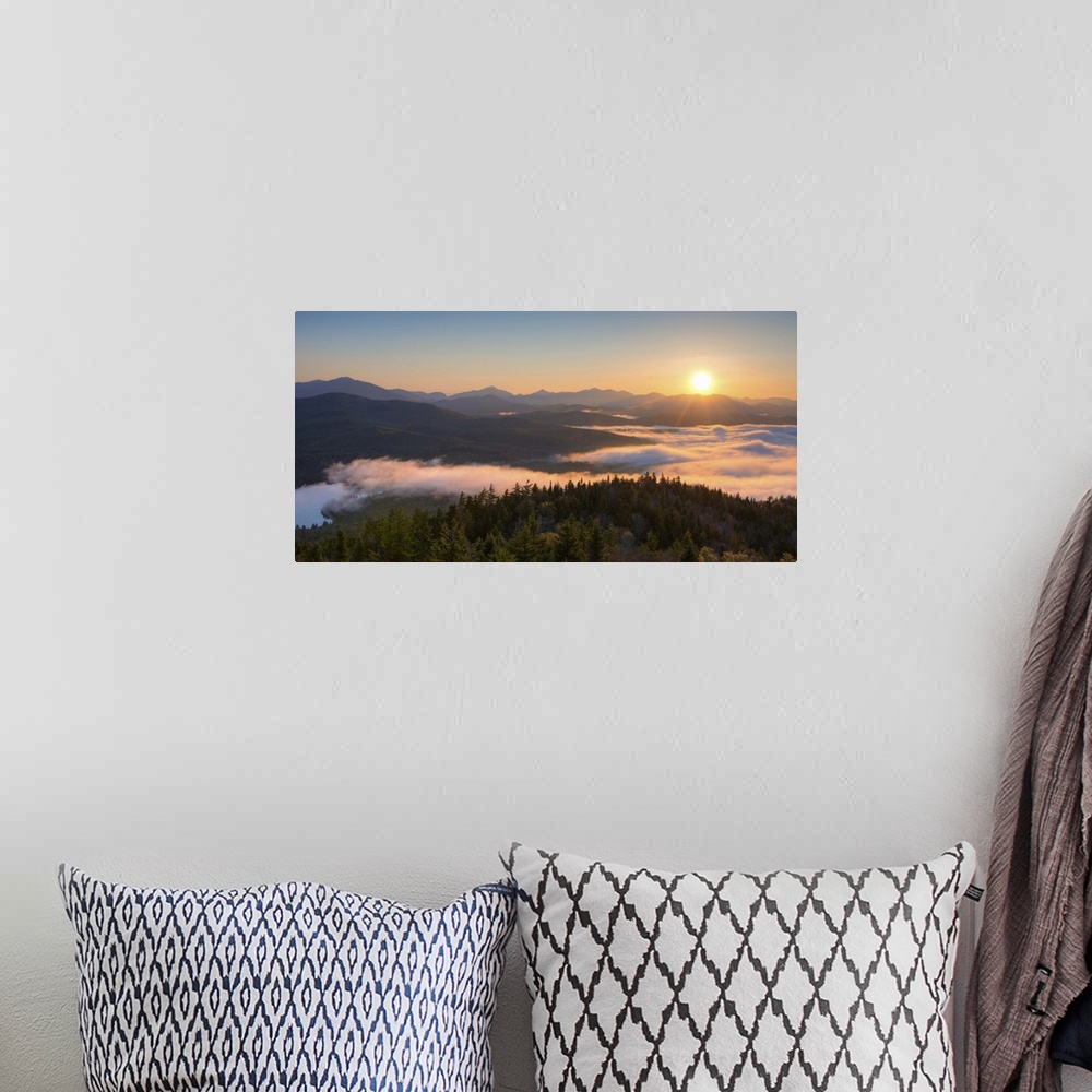 A bohemian room featuring Sunrise over the Adirondack High Peaks, Adirondack Park, New York State