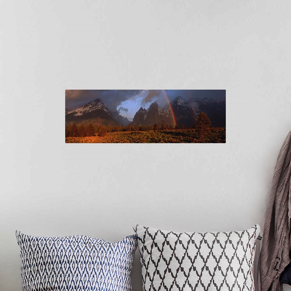 A bohemian room featuring Sunrise & rainbow Grand Teton National Park WY