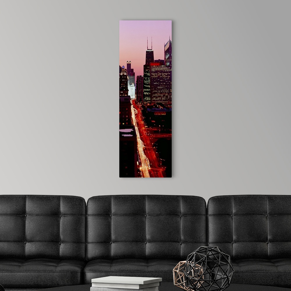 A modern room featuring Sunset Aerial Michigan Avenue Chicago IL