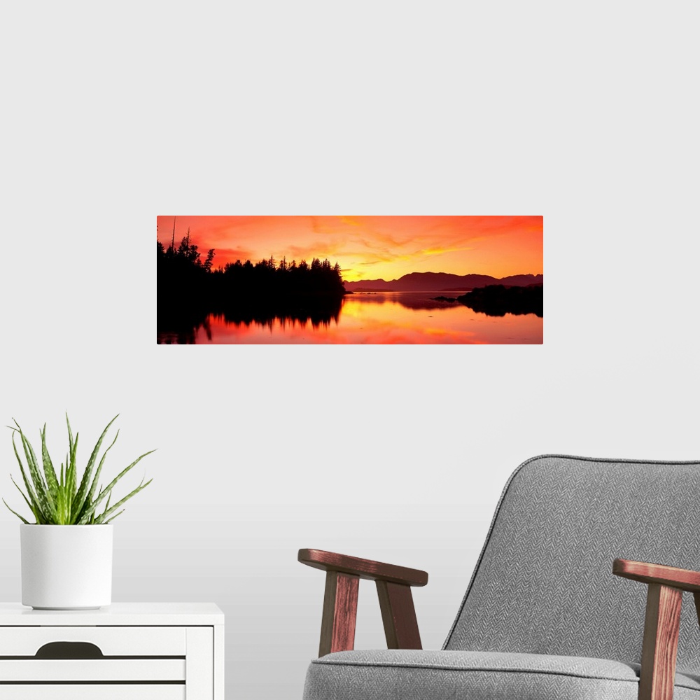 A modern room featuring Sunset Broken Islands Pacific Rim National Park BC Canada