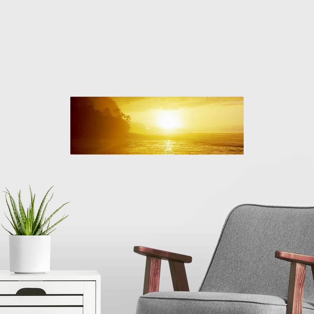 A modern room featuring Sunset HI